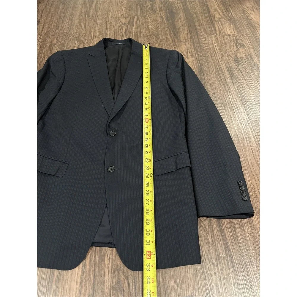 Z Zegna 100% Wool Two Button Blazer Size 54L In Pinstripe Gray